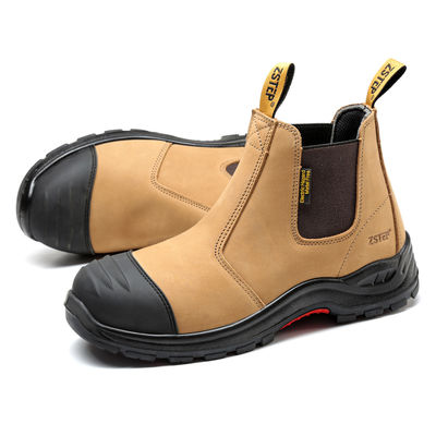 ซื้อ รองเท้าป้องกันการก่อสร้างหนังแท้ รองเท้าป้องกันสแตนเลส Toe S3 online manufacture
