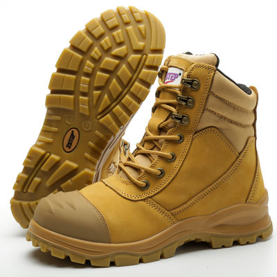 ซื้อ สแตนเลส Toe งานก่อสร้างรองเท้าตัดสูงรองเท้าหนังแท้สําหรับงานหนัก online manufacture