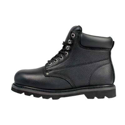 ซื้อ รองเท้าบูทหนังวัวสีดํา ทนต่อน้ํามัน Goodyear รองเท้าบูทงานสวมผ้าม่าน online manufacture