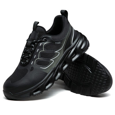 ซื้อ BOA ปุ่มหมุนรองเท้างาน TPU Flying Knit รองเท้าอุตสาหกรรมความปลอดภัยสีดําด้วย Kevlar Mid Sole และ Anti-smash EVA Sole online manufacture