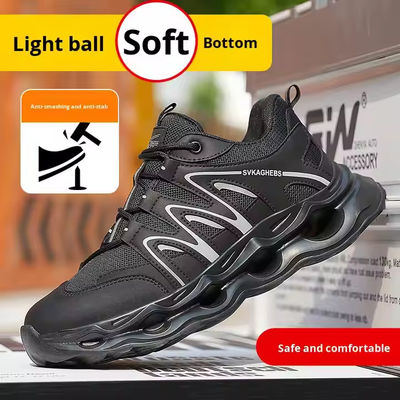 ซื้อ รองเท้ารองเท้าความปลอดภัยจากหนังแบบไมโครไฟเบอร์ ที่สามารถหายใจได้ มีรองเท้าสแตนเลสกันแทงเคฟลาร์ และรองเท้า EVA สีดํา online manufacture