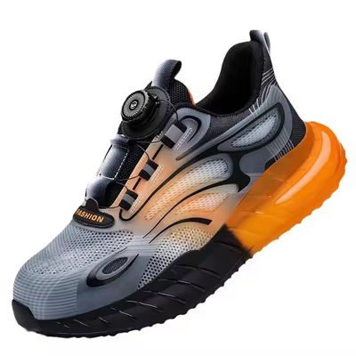 ซื้อ Summer BOA Rotating Button Work Shoes KPU Flying Knit Comfortable Safety Shoes Kevlar Anti-stab TPU Popcorn Shoe Sole Work Shoes online manufacture