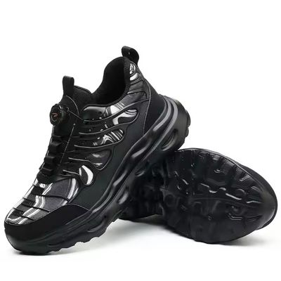 ซื้อ Black BOA Rotating Button Work Shoes Flying Knit TPU Safety Shoes Kevlar Anti-stab EVA Sole Work Shoes online manufacture