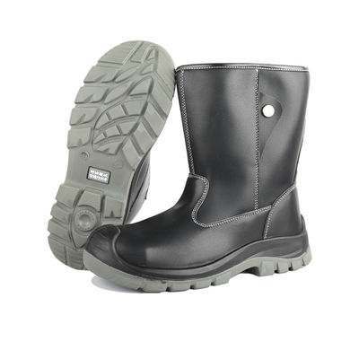 ซื้อ รองเท้านิรภัยหุ้มข้อสูงสีดำ OEM หนังไมโครไฟเบอร์ พร้อมหัวเหล็กมาตรฐาน EN และพื้นรองเท้าชั้นกลางกันเจาะ online manufacture