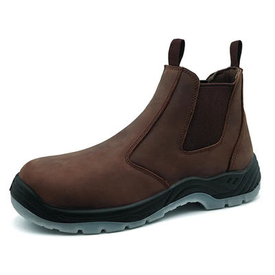 สีน้ําตาลสแตนเลส Toe รองเท้าทํางานผู้ชายสลิปบนการทํางาน รองเท้ารองเท้า Anti Puncture