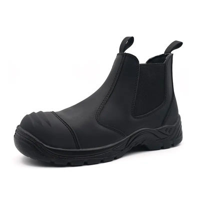 รองเท้าทํางานสีดํา ชาย สแตนเลส เท้าเครื่องยนต์ รองเท้า Crazy Horseหนัง