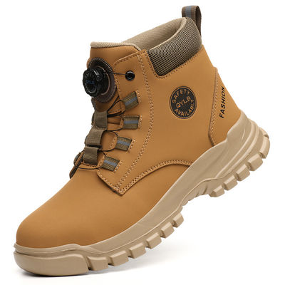 รองเท้านิรภัยหนังไมโครไฟเบอร์ Wheat Security Work Boots พร้อมหัวเหล็กกันกระแทก พื้นรองเท้ากลาง Kevlar และพื้นรองเท้า EVA